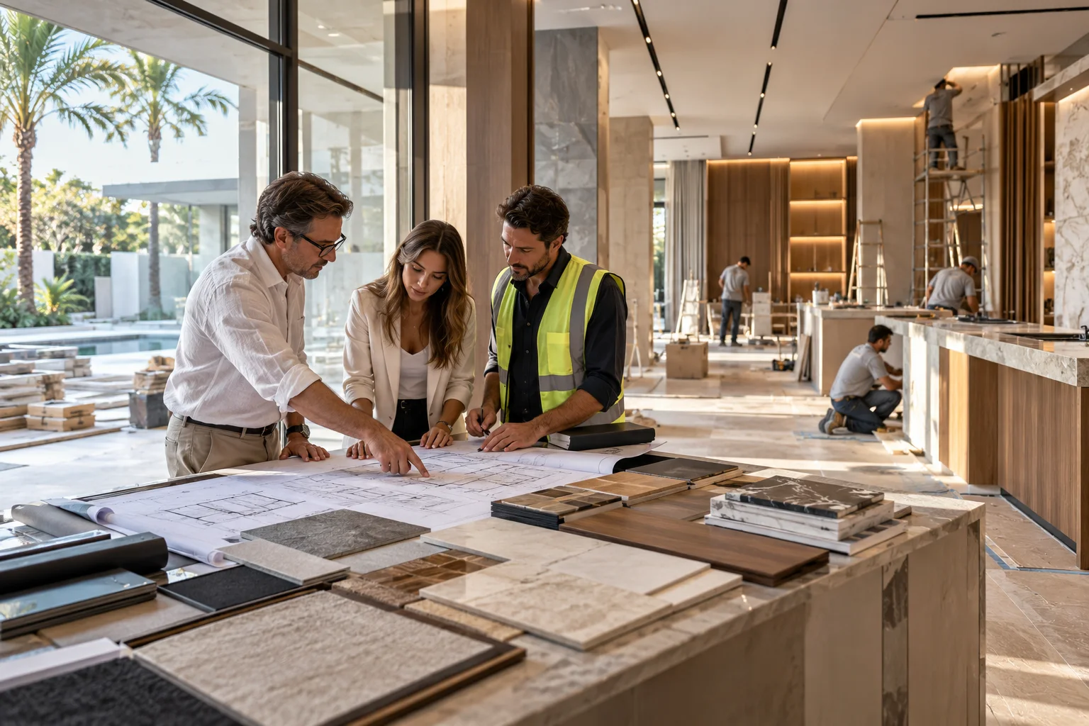 Chantier d’aménagement intérieur réalisé par B&D, Design & Build au Maroc